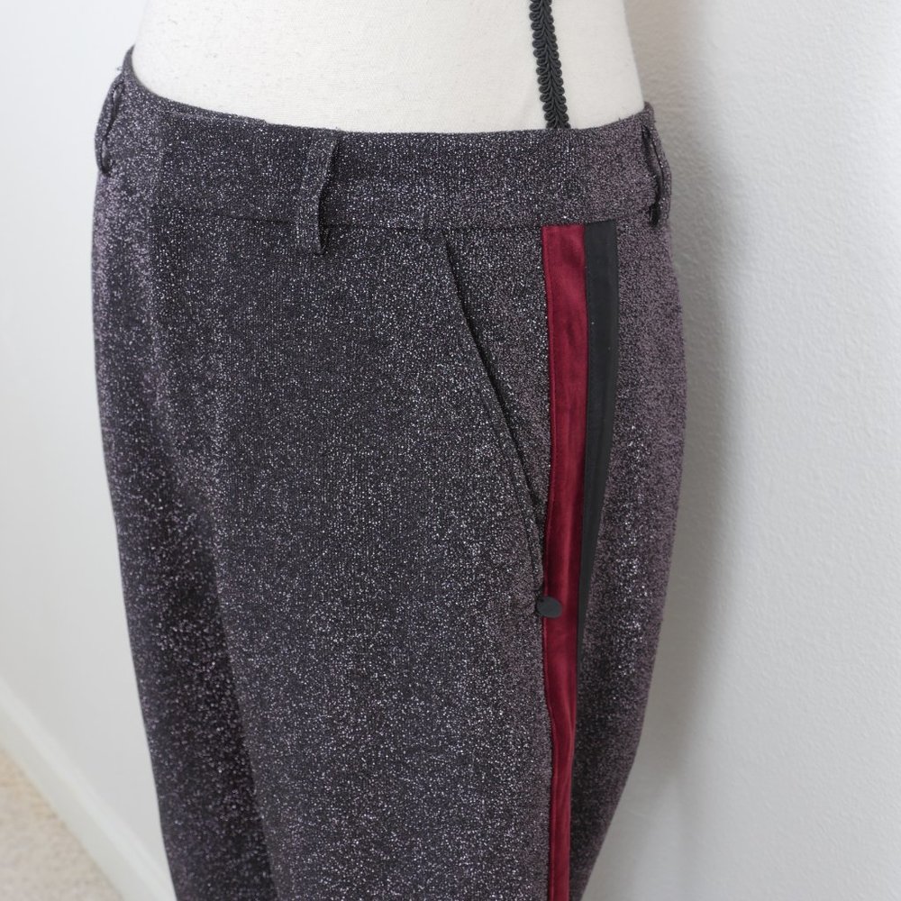 Scotch & Soda Black Red Wine Side Stripe Metallic Glitter Low Rise Size SZ Pant - Picture 6 of 16